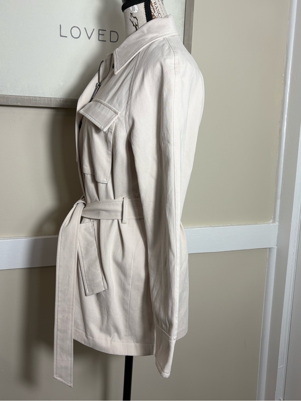 Greylin  Belted Utility Jacket Cotton Safari Military Style Small - Picture 7 of 9